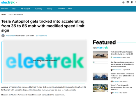 Tesla被欺骗加速