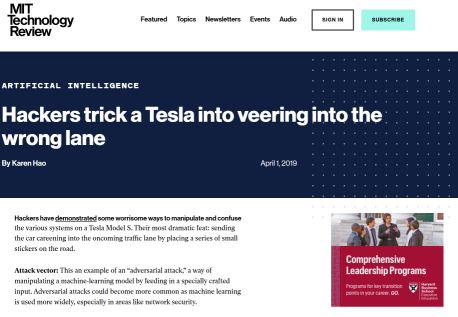 Tesla偏向错误车道